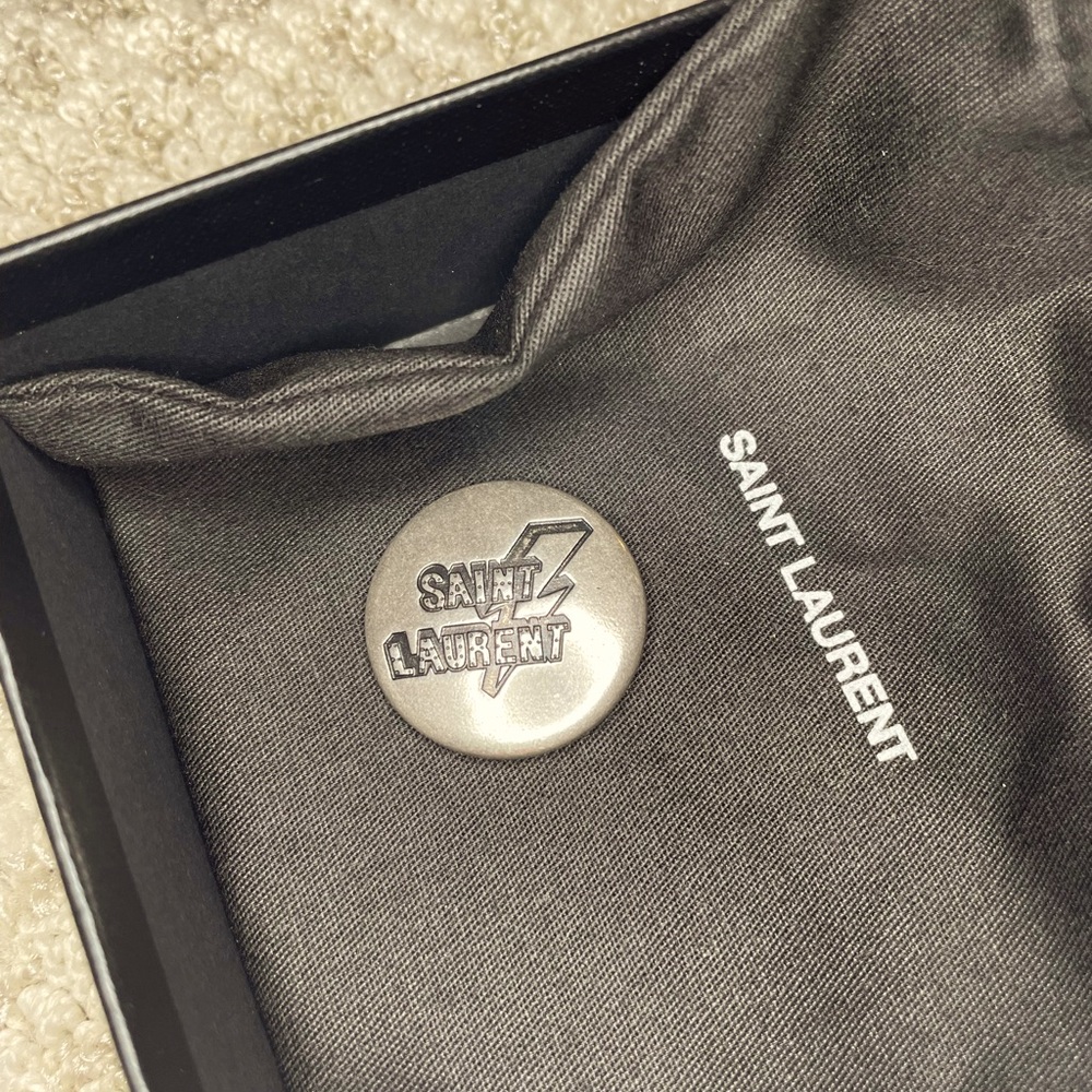 SAINT LAURENT silver metal pin